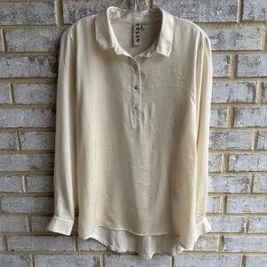 Anthropologie Dolan Long Sleeve 1/4 Button Pullover Blouse Women's Size S